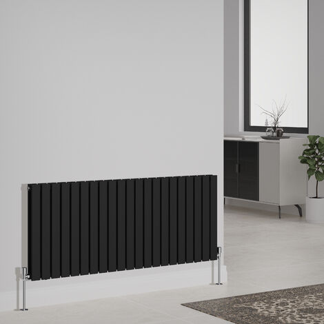 Designer Radiator Flat Panel Central Heating Rads Horizontal Double 600x1428mm Black (1/3)