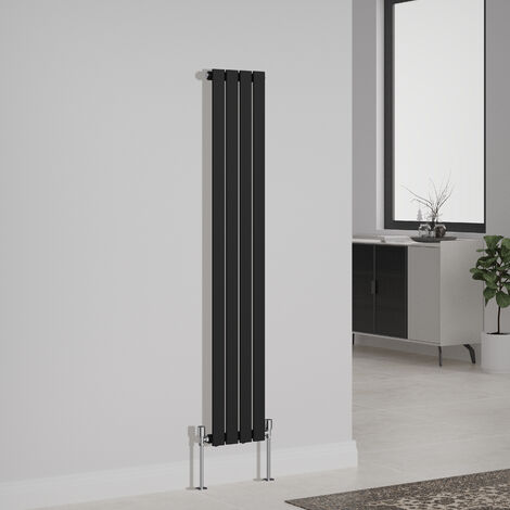 Designer Radiator Flat Panel Central Heating Rads Vertical Single 1600x272mm Black