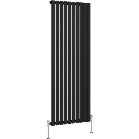 Flat Panel Radiator Central Heating Designer Rads Black with Angle Square Valve Vertical Single 1800x680mm (1/2)