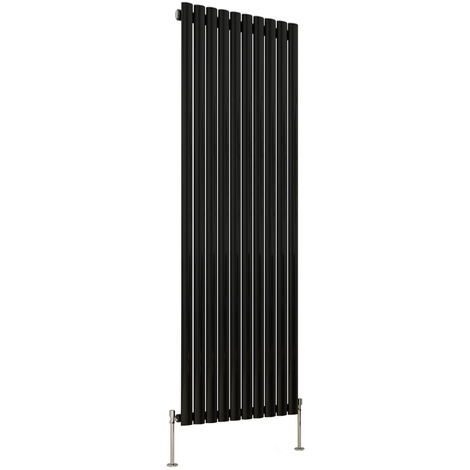 Designer Oval Column Radiator Bathroom Central Heating Rads Black with Angle Square Valve Vertical Single 1800x590mm (1/2)