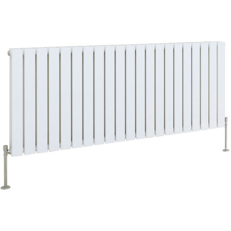 White Radiator Flat Panel Central Heating Rads with Angle Square Valve Horizontal Double 600x1428mm (1/2)