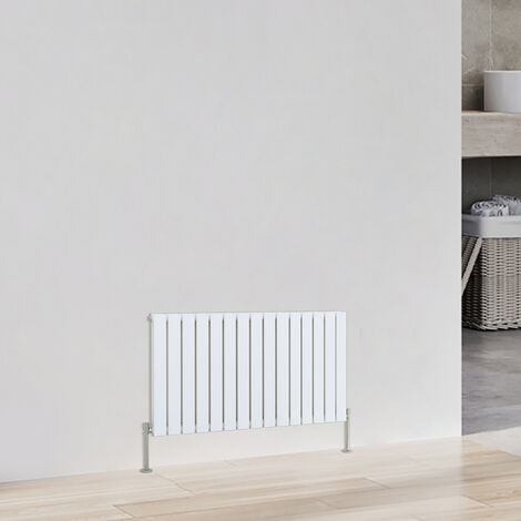 White Horizontal Designer Radiator Flat Panel Central Heating Rads Double 600x1020mm (1/5)