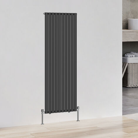 Vertical Tall Upright Oval Column Designer Radiator Central Heating Rads Single 1800x590mm Black (1/3)