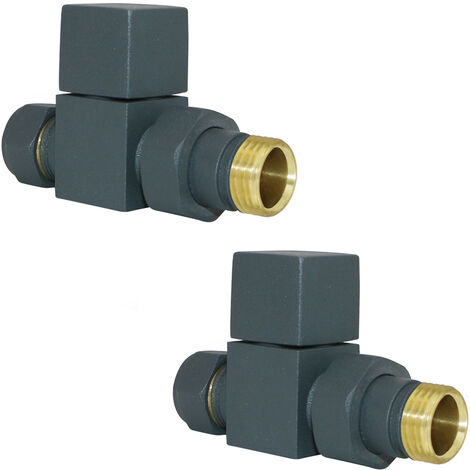 Straight Manual Valves 15mm Pair for Bathroom Heated Towel Rail Radiator Anthracite
