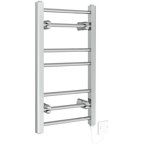 Prefilled Straight Electric Heated Towel Manual Warmer Radiator Rad 700x400mm Chrome 100W (1/5)