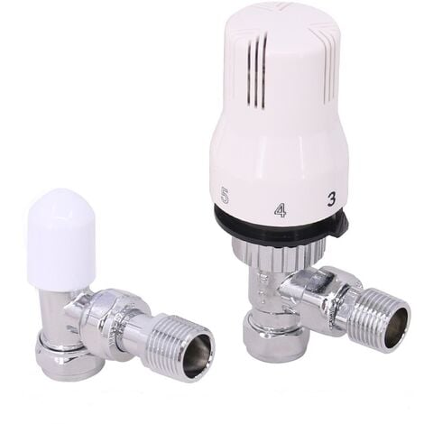 Thermostatic Controlled Angled Radiator Valves - Chrome