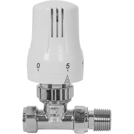 Standard Thermostatic Radiator Valve Straight 15mm x 1/2" White Chrome