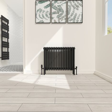 Traditional 4 Column Radiator Cast Iron Style Heating Rads Horizontal Black 600x830mm