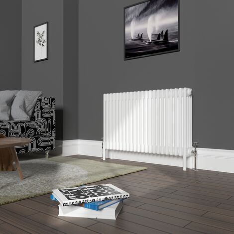 Traditional 4 Column Radiator Cast Iron Style Heating Rads Horizontal White 600x1010mm
