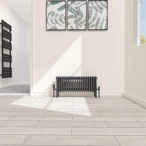 Traditional 4 Column Radiator Cast Iron Style Heating Rads Horizontal Anthracite 300x830mm