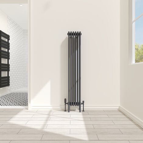 Traditional 4 Column Radiator Cast Iron Style Heating Rads Vertical Anthracite 1500x290mm
