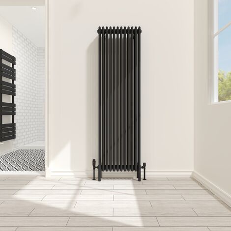 Traditional 4 Column Radiator Cast Iron Style Heating Rads Vertical Black 1800x560mm