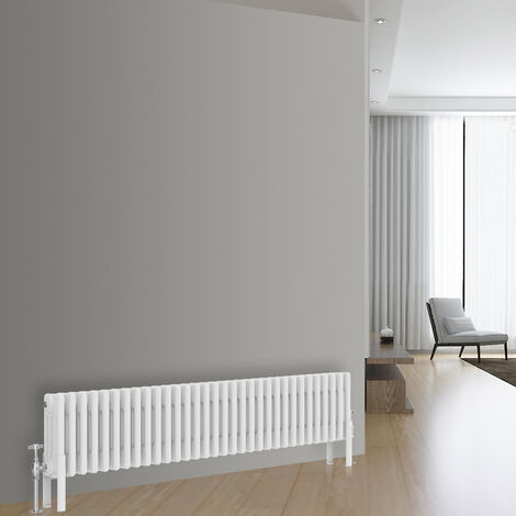 NRG White Traditional Cast Iron Style Radiator Central Heating Rads Horizontal 4 Column 300x1460mm