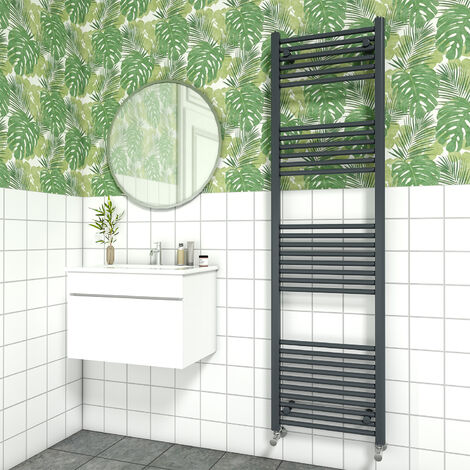 Bathroom Straight Heated Towel Rail Radiator Ladder Warmer Heating Anthracite 1800x500mm (1/5)