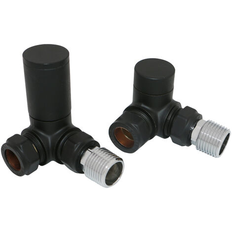 Round Head Manual Corner Radiator Rad Valves 1/2"x15mm Brass Black