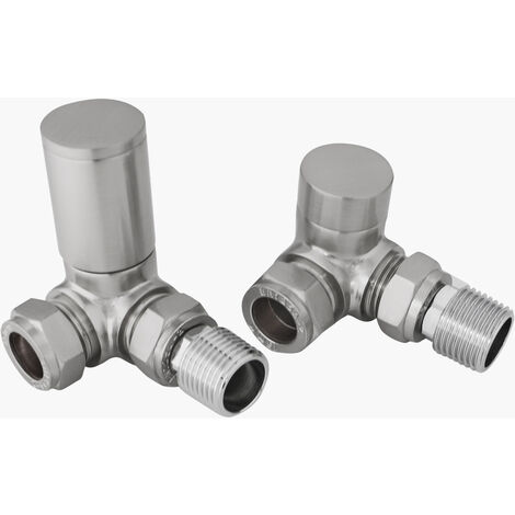 Round Head Manual Corner Radiator Rad Valves 1/2"x15mm Brass Satin Nickel