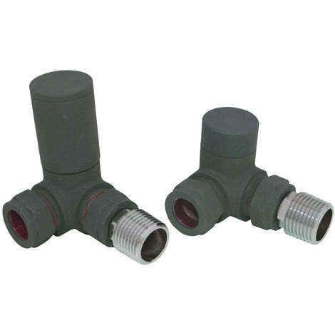 Round Head Manual Corner Radiator Rad Valves 1/2"x15mm Brass Anthracite