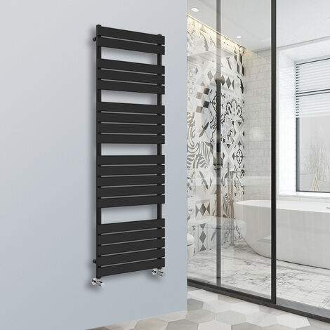 Flat Panel Heated Towel Rail Bathroom Rad Radiator Black 1800x600mm