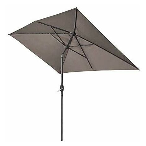 2x3m Garden Parasol Patio Canopy Sun Shade Umbrella Aluminium Crank Tilt Taupe With Base
