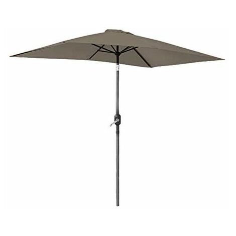 2x3m Garden Parasol Patio Canopy Sun Shade Umbrella Aluminium Crank Tilt Taupe With Base