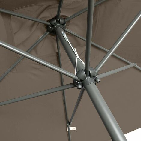 2x3m Garden Parasol Patio Canopy Sun Shade Umbrella Aluminium Crank Tilt Taupe With Base