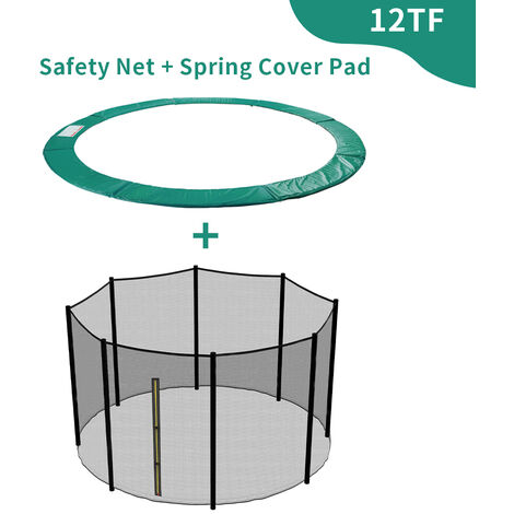 Greenbay Trampoline Replacement Spring Cover Padding Pad & Safety Net Enclosure Netting Surround Bundle 12FT Green (1/4)