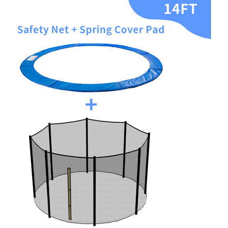 Greenbay Trampoline Replacement Spring Cover Padding Pad & Safety Net Enclosure Surround Bundle 14FT Blue
