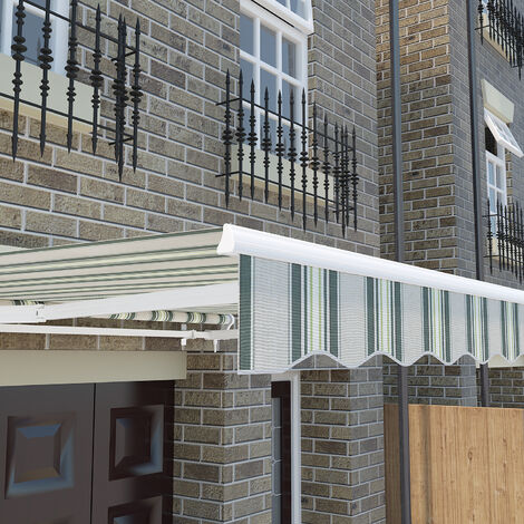 Greenbay Manual Awning Retractable Angle Adjustable Canopy Patio Garden Sun Shade Shelter 4.5 x 3m Multi-stripe