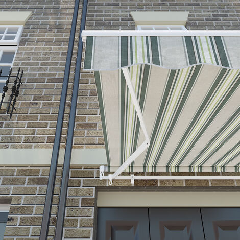 Greenbay Manual Awning Retractable Angle Adjustable Canopy Patio Garden Sun Shade Shelter 4.5 x 3m Multi-stripe