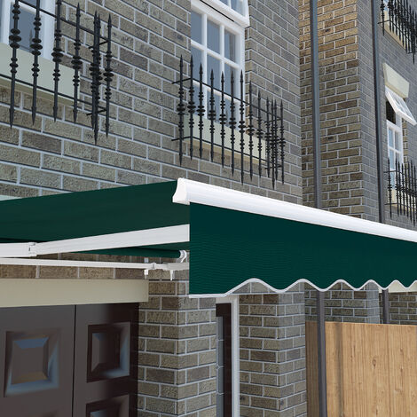 Greenbay 4.5 x 3m Manual Awning Retractable Angle Adjustable Canopy Patio Garden Sun Shade Shelter Green