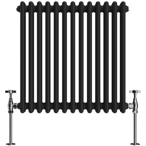 NRG Black 2 Column Traditional Cast Iron Style Horizontal Vintage Radiator Rad 600 x 605mm