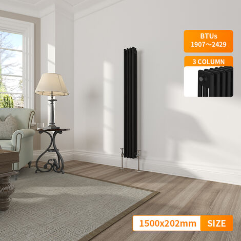 NRG Traditional Vintage Cast Iron Style Radiator Black Horizontal 2 - View #6