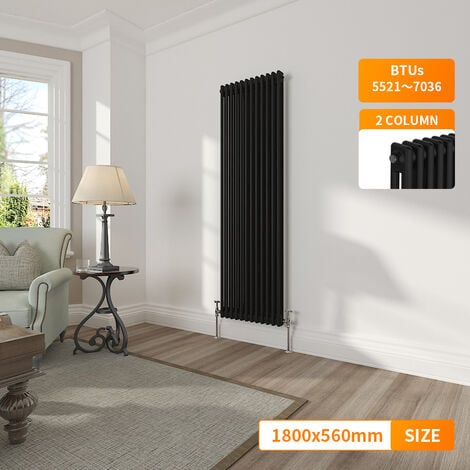 NRG Traditional Cast Iron Style Vertical Vintage Radiator Rads Black 2 ...