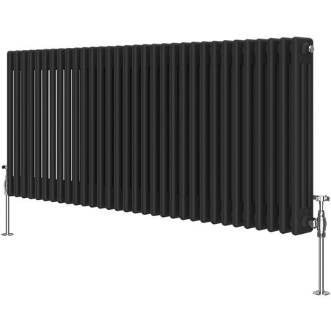 NRG Traditional Vintage Cast Iron Style Radiator Horizontal Rad Black 3 Column 600 x 1462mm