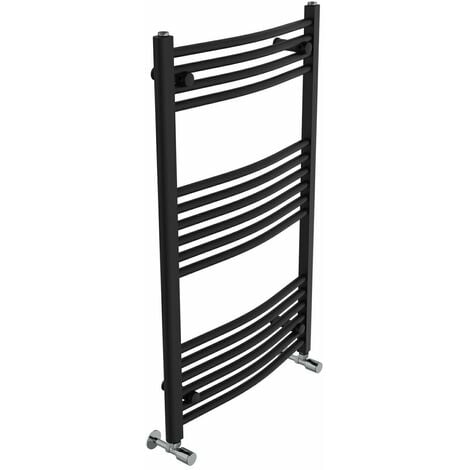 Black Heated Towel Rail Ladder Radiator Modern Bathroom Curved 1000x600mm