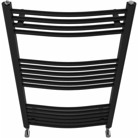 Black Heated Towel Rail Ladder Radiator Modern Bathroom Curved 1000x600mm