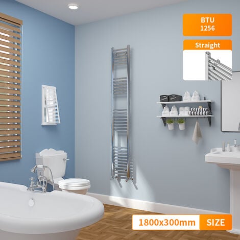 1800 x 300mm Straight Chrome Ladder Warmer Bathroom Heated Towel Rail ...