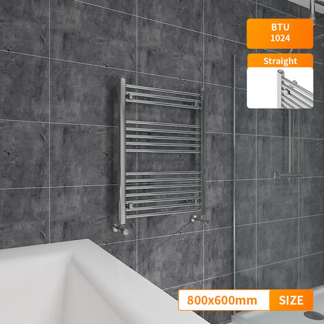 Bathroom Straight Heated Towel Rail Radiator Rad Ladder Chrome 800x600mm
