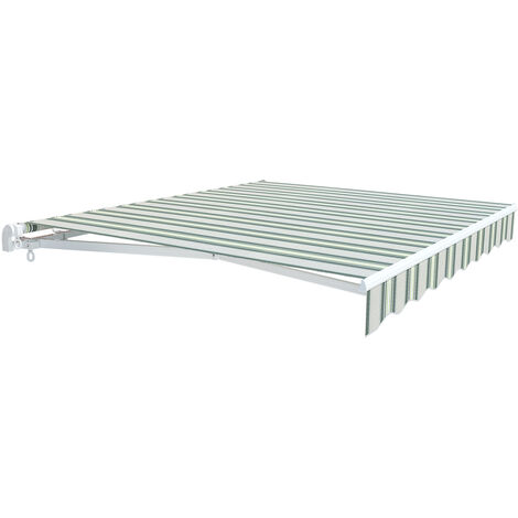 Greenbay Garden Patio Manual Retractable Awning Canopy Sun Shade Shelter Angle Adjustable 4x3M Multi-Stripe
