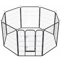 Dog Playpen 8 Panel Foldable Cat Puppy Exercise Pen Heavy-Duty Pet Fence 80cm H x 80cm W