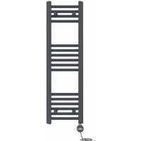 NRG Prefilled Thermostatic Electric Straight Heated Towel Rail Radiator 1000 X 300mm Anthracite