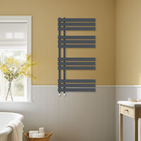 Bathroom D-shape Heated Towel Rail Designer Radiator Ladder Warmer Heating Rads 1200x600mm Anthracite