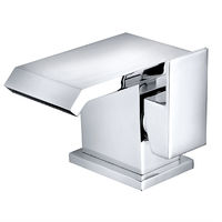 Square Basin Mixer Taps Bathroom Chrome Brass Single Sink Side Lever Facet