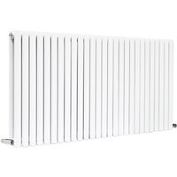Horizontal Double Panel Oval Column Designer Radiator Bathroom Heater White 600x1593 Central Heating