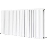 Horizontal Double Panel Oval Column Designer Radiator Bathroom Heater White 600x1593 Central Heating