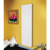 Designer Vertical White 1800x590 Radiator Tall Upright Bathroom Heater Modern Oval Column Double Panel Central Heating