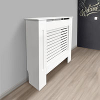 Modern Radiator Cover MDF Cabinet with Modern Horizontal Style Slats White Painted Small - 780 x 815 x 190(mm)