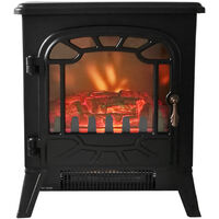 Lincsfire New 1850W Portable Electric Stove Fire Place Fireplace Heater Freestanding | Log Burning Flame Effect | 2 Heat Settings