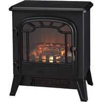 Lincsfire New 1850W Portable Electric Stove Fire Place Fireplace Heater Freestanding | Log Burning Flame Effect | 2 Heat Settings