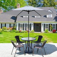 Greenbay Round Garden Parasol Sun Shade Patio Outdoor Umbrella Canopy Crank Tilt Mechanism 2.7M Grey
